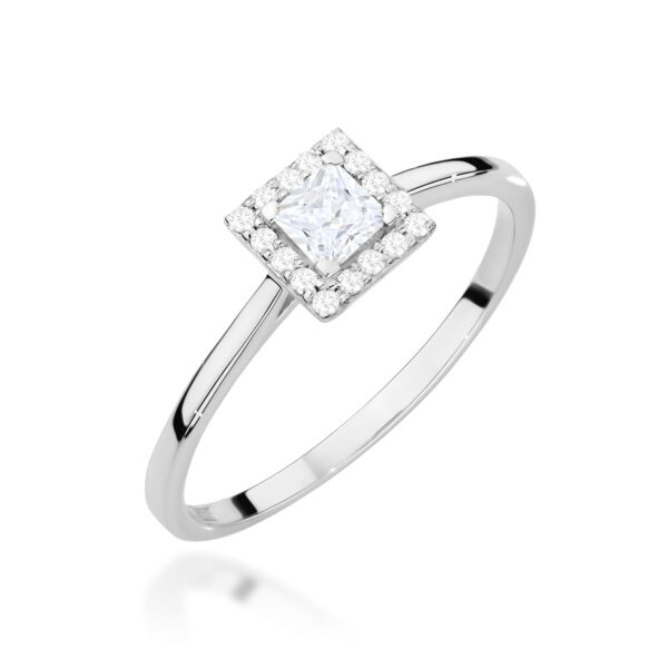 Białe Złoto Pierścionek z Diamentem 0,15 ct