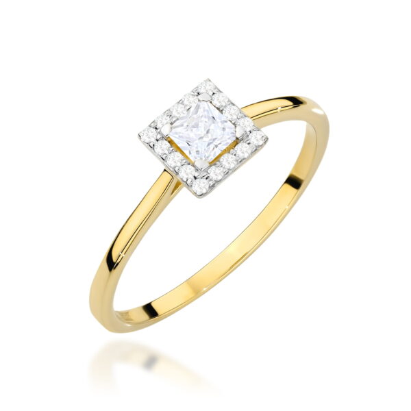 Żółte Złoto Pierścionek z Diamentem 0,15 ct