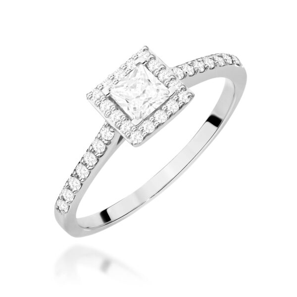 Białe Złoto Pierścionek z Diamentem 0,30 ct