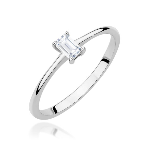 Białe Złoto Pierścionek z Diamentem 0,15 ct