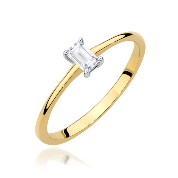 Żółte Złoto Pierścionek z Diamentem 0,15 ct