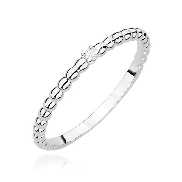 Białe Złoto Pierścionek z Diamentem 0,02 ct