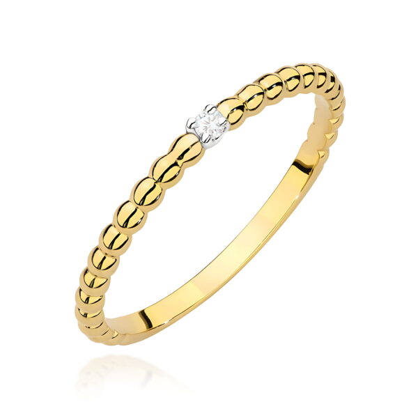 Żółte Złoto Pierścionek z Diamentem 0,02 ct