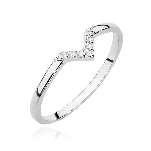 Białe Złoto Pierścionek z Diamentami 0,035 ct