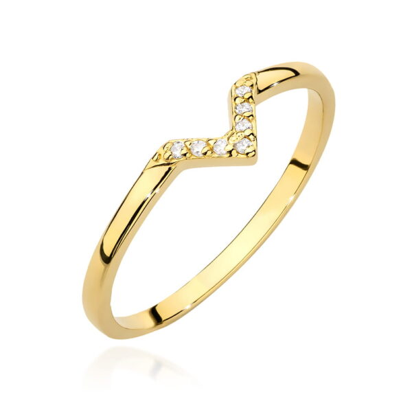Żółte Złoto Pierścionek z Diamentami 0,035 ct