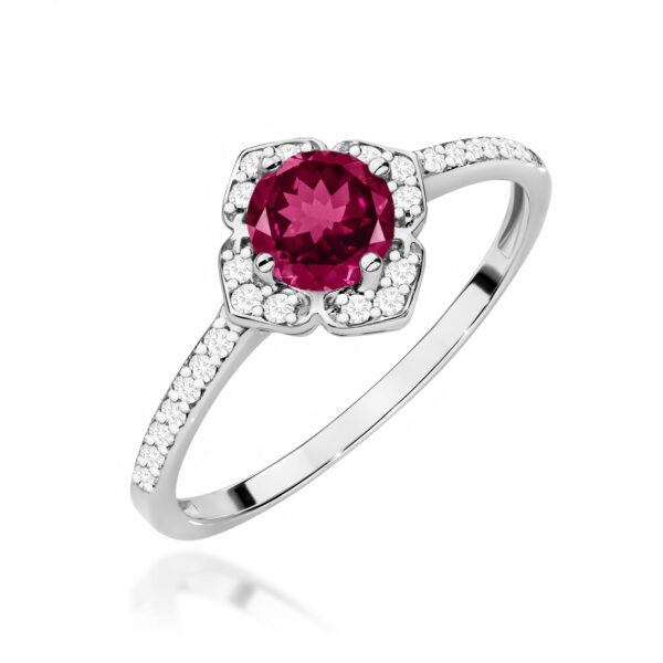 Białe Złoto Pierścionek z Rodolitem 0,60 ct