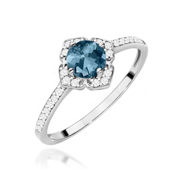 Białe Złoto Pierścionek z Topazem London Blue 0,50 ct
