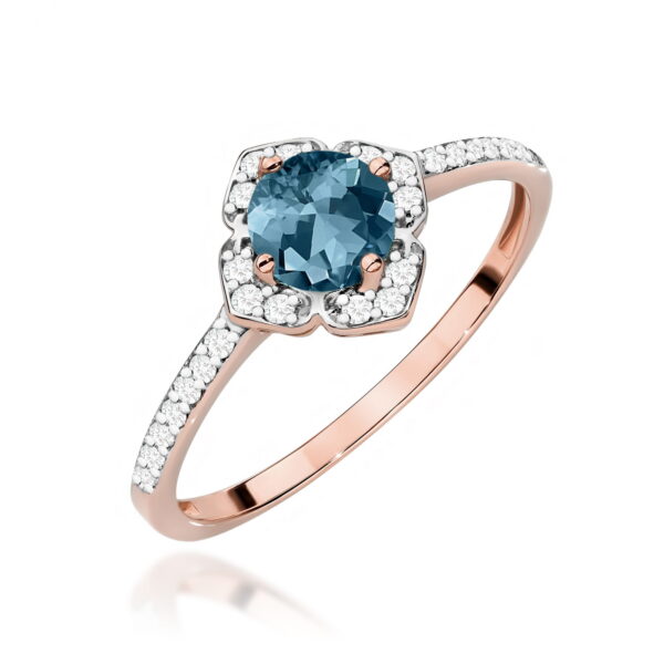 Różowe Złoto Pierścionek z Topazem London Blue 0,50 ct
