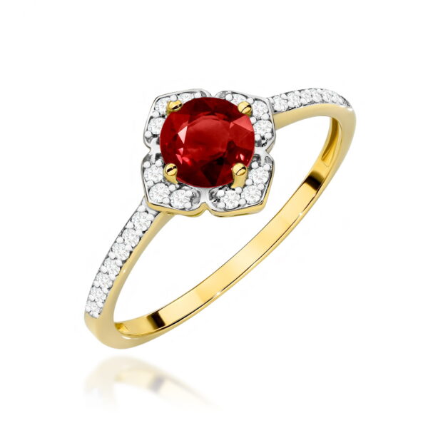 Żółte Złoto Pierścionek z Granatem 0,60 ct