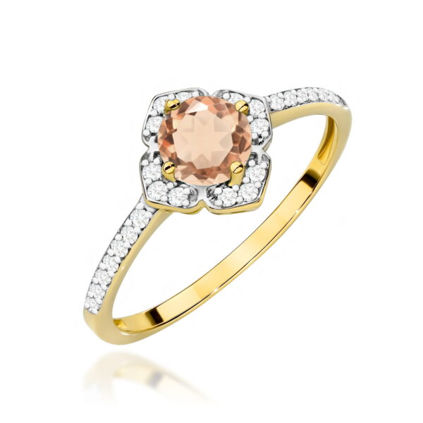 Żółte Złoto Pierścionek z Morganitem 0,40 ct