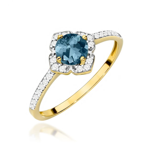 Żółte Złoto Pierścionek z Topazem London Blue 0,50 ct