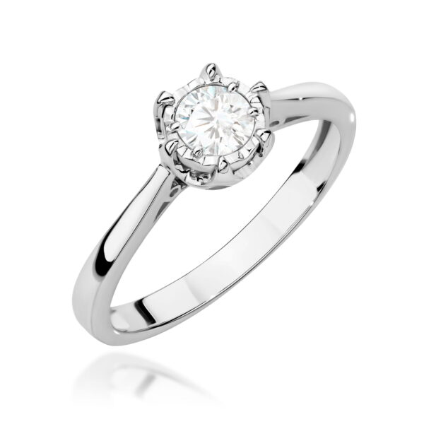 Białe Złoto Pierścionek z Diamentem 0,25 ct