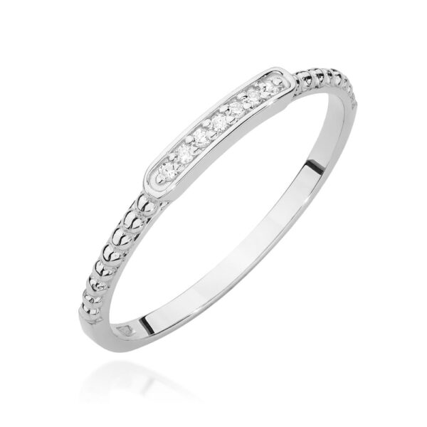 Białe Złoto Pierścionek z Diamentami 0,035 ct