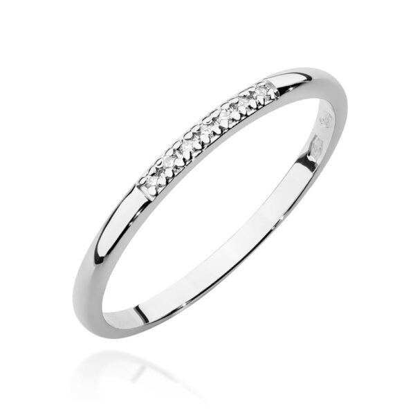 Białe Złoto Pierścionek z Diamentami 0,035 ct