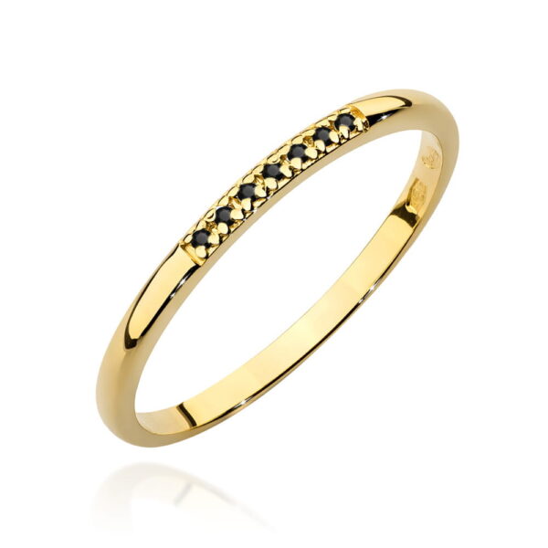 Żółte Złoto Pierścionek z Czarnymi Diamentami 0,035 ct