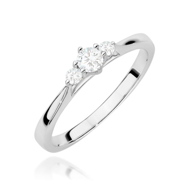 Białe Złoto Pierścionek z Diamentem 0,13 ct