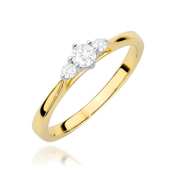 Żółte Złoto Pierścionek z Diamentem 0,13 ct