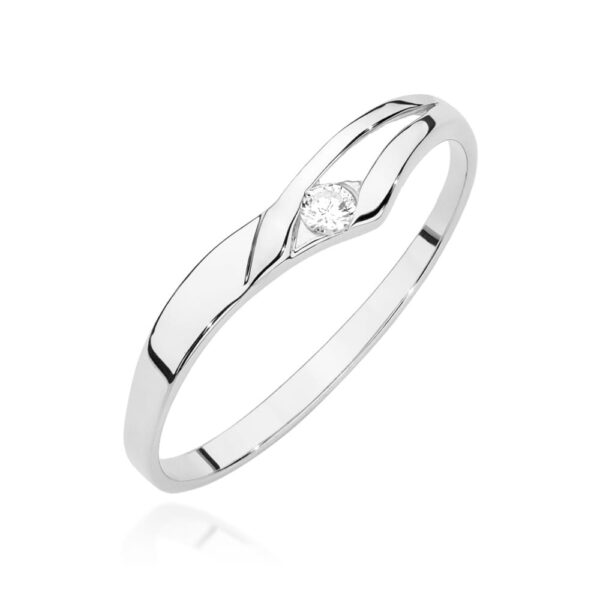 Białe Złoto Pierścionek z Diamentem 0,04 ct