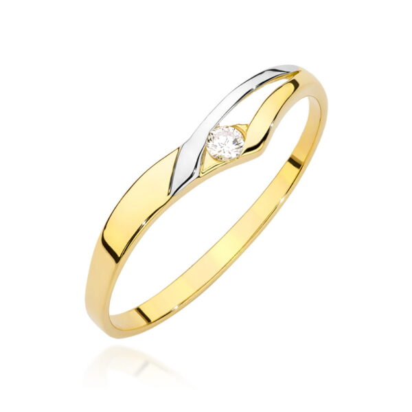 Żółte Złoto Pierścionek z Diamentem 0,04 ct