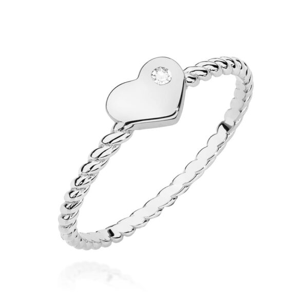 Białe Złoto Pierścionek z Diamentem 0,03 ct