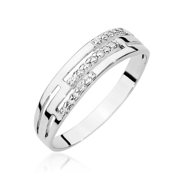 Białe Złoto Pierścionek z Diamentami 0,146 ct