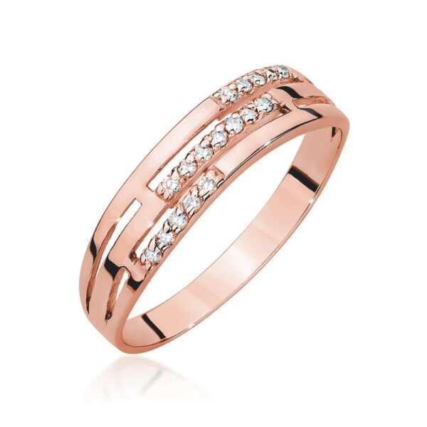 Różowe Złoto Pierścionek z Diamentami 0,146 ct