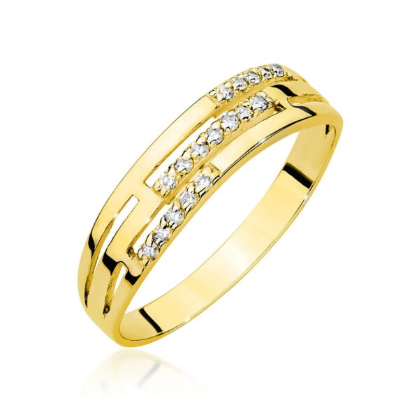 Żółte Złoto Pierścionek z Diamentami 0,146 ct