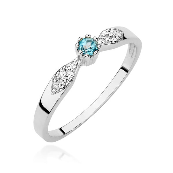 Białe Złoto Pierścionek z Topazem Swiss 0,15 ct