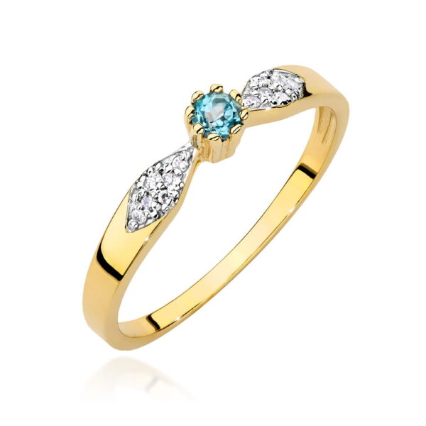 Żółte Złoto Pierścionek z Topazem Swiss 0,15 ct