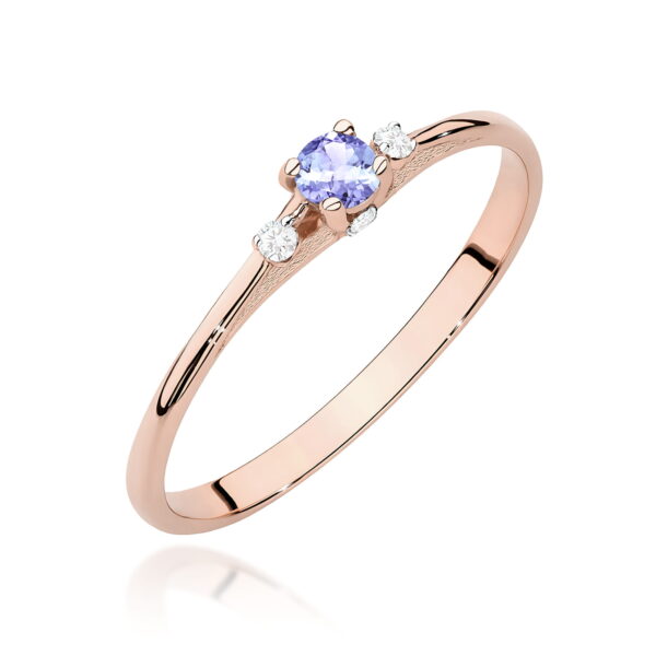 Różowe Złoto Pierścionek z Tanzanitem 0,15 ct