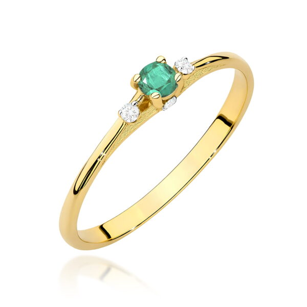 Żółte Złoto Pierścionek z Szmaragdem 0,15 ct