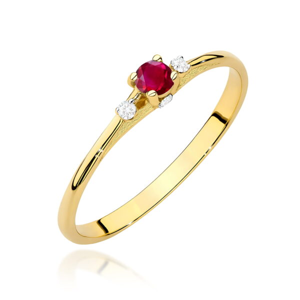 Żółte Złoto Pierścionek z Rubinem 0,15 ct