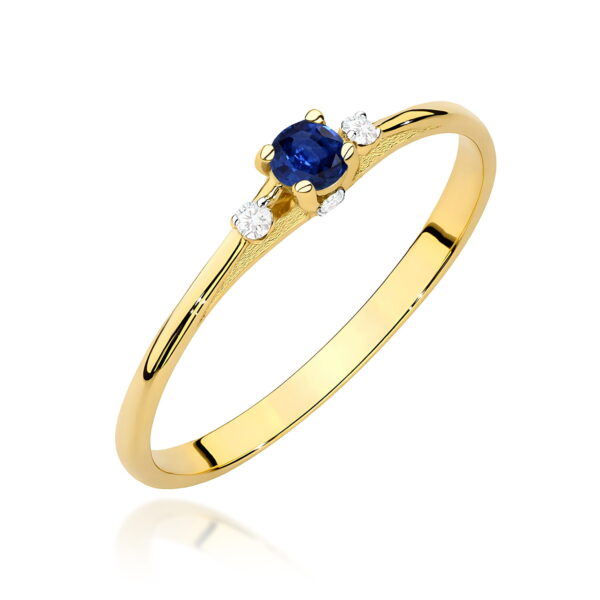 Żółte Złoto Pierścionek z Szafirem 0,15 ct