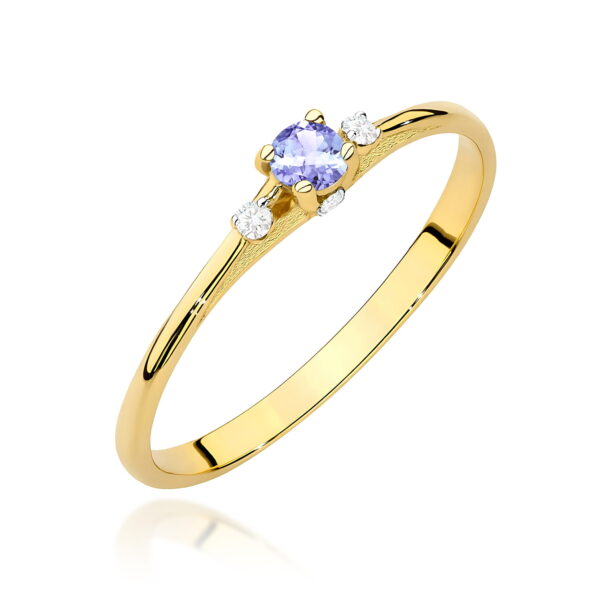 Żółte Złoto Pierścionek z Tanzanitem 0,15 ct