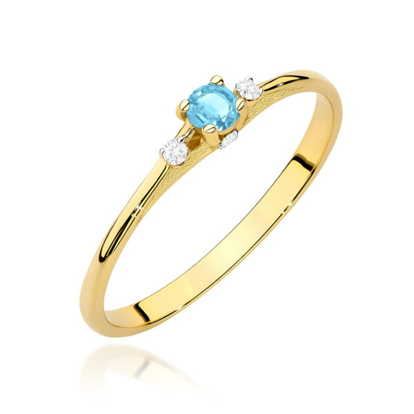 Żółte Złoto Pierścionek z Topazem Swiss 0,15 ct