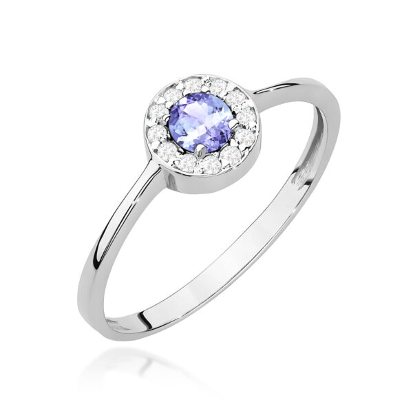 Białe Złoto Pierścionek z Tanzanitem 0,35 ct