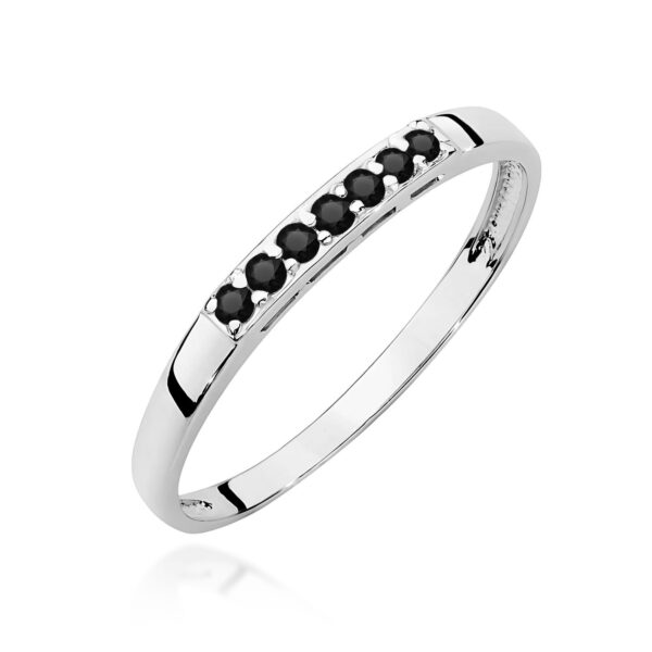 Białe Złoto Pierścionek z Czarnymi Diamentami 0,102 ct