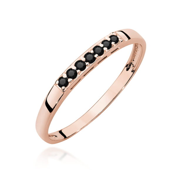 Różowe Złoto Pierścionek z Czarnym Diamentem 0,12 ct