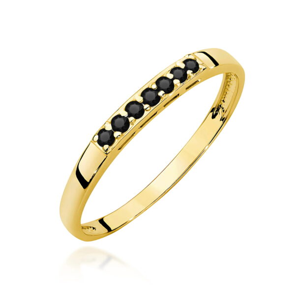 Żółte Złoto Pierścionek z Czarnym Diamentem 0,12 ct