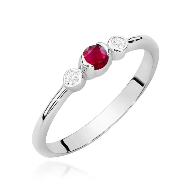 Białe Złoto Pierścionek z Topazem Swiss 0,15 ct