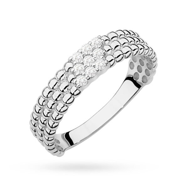 Białe Złoto Pierścionek z Diamentami 0,13 ct
