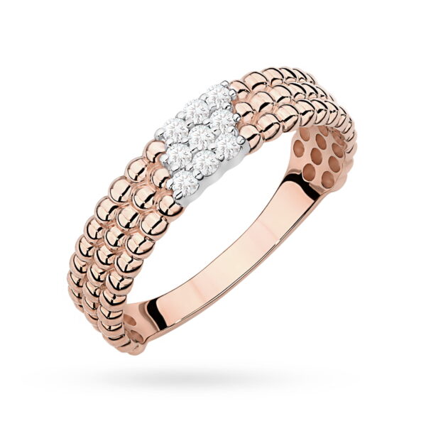 Różowe Złoto Pierścionek z Diamentami 0,13 ct
