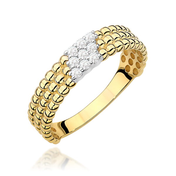 Żółte Złoto Pierścionek z Diamentami 0,13 ct