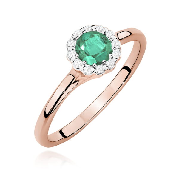 Różowe Złoto Pierścionek z Szmaragdem 0,50 ct