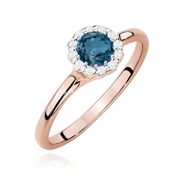 Różowe Złoto Pierścionek z Topazem London Blue 0,50 ct