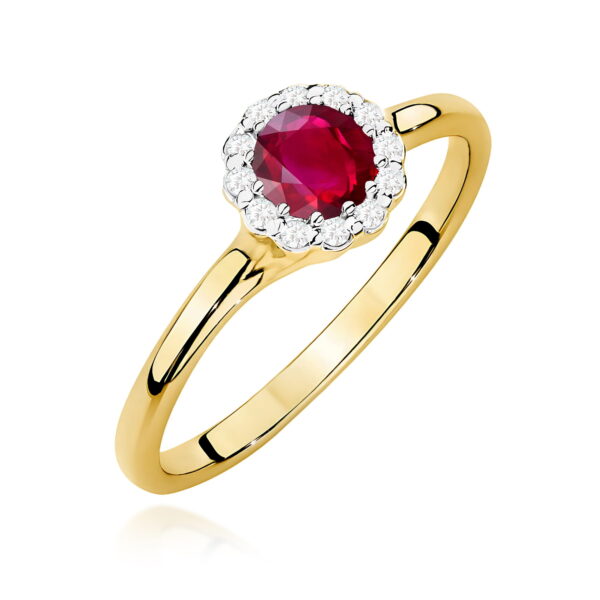 Żółte Złoto Pierścionek z Rubinem 0,60 ct