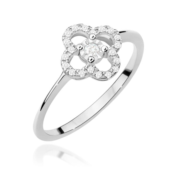 Białe Złoto Pierścionek z Diamentem 0,03 ct