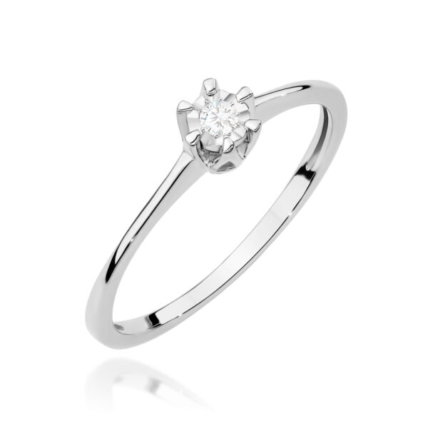 Białe Złoto Pierścionek z Diamentem 0,03 ct