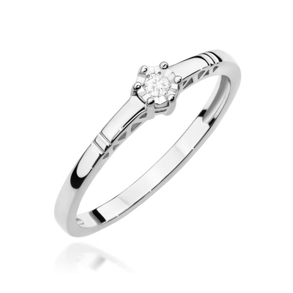 Białe Złoto Pierścionek z Diamentem 0,03 ct