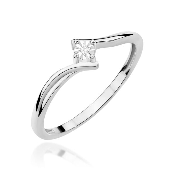 Białe Złoto Pierścionek z Diamentem 0,01 ct